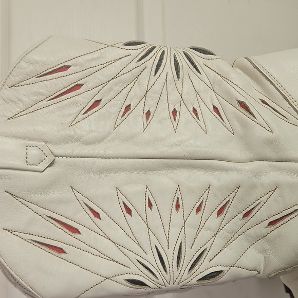 Dingo Vintage White Leather Western Cowboy Boots Laser Star Cutout Size 6.5 - Picture 2 of 15